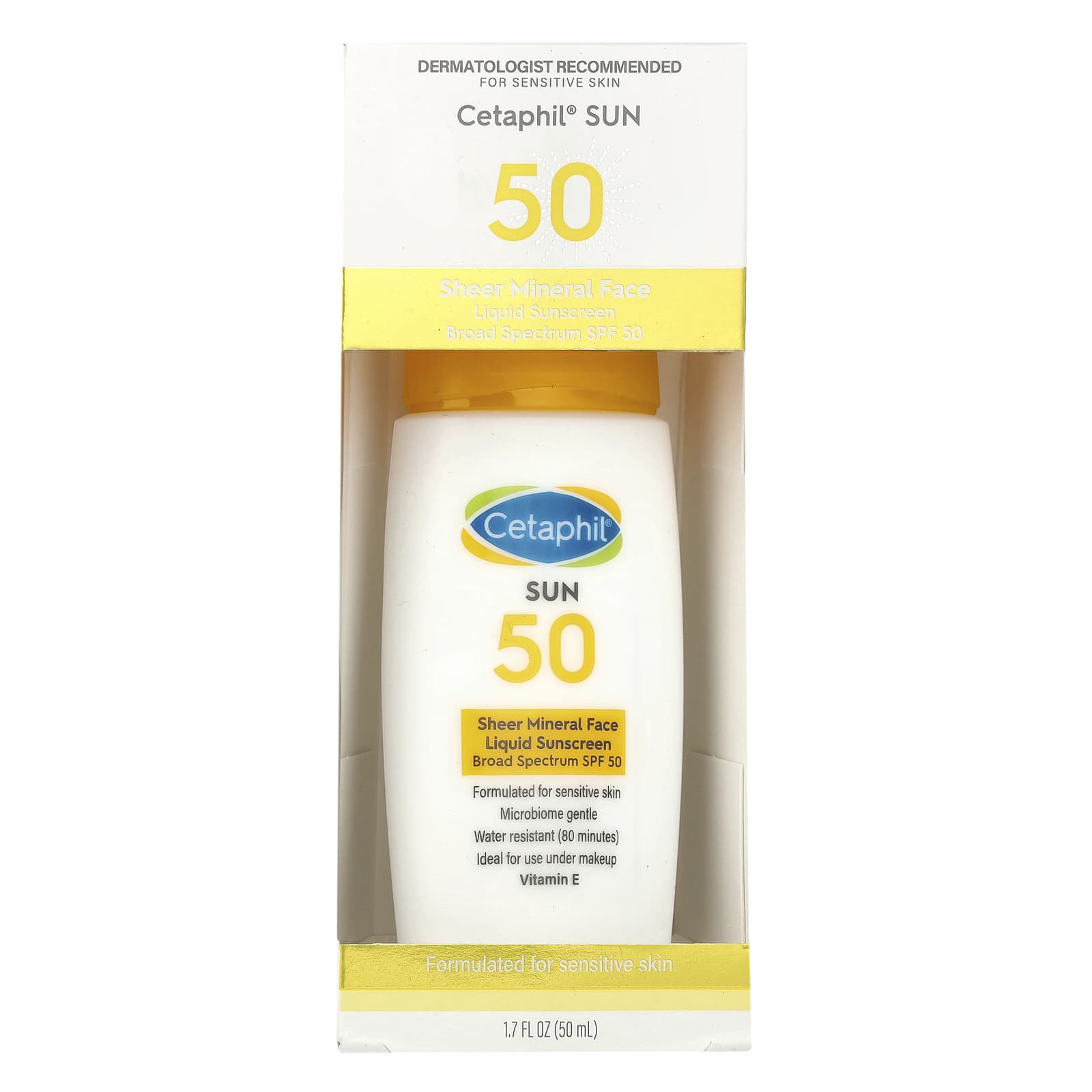 Cetaphil, Sheer Mineral Face Liquid Sunscreen, SPF 50, 1.7 fl oz (50 ml)