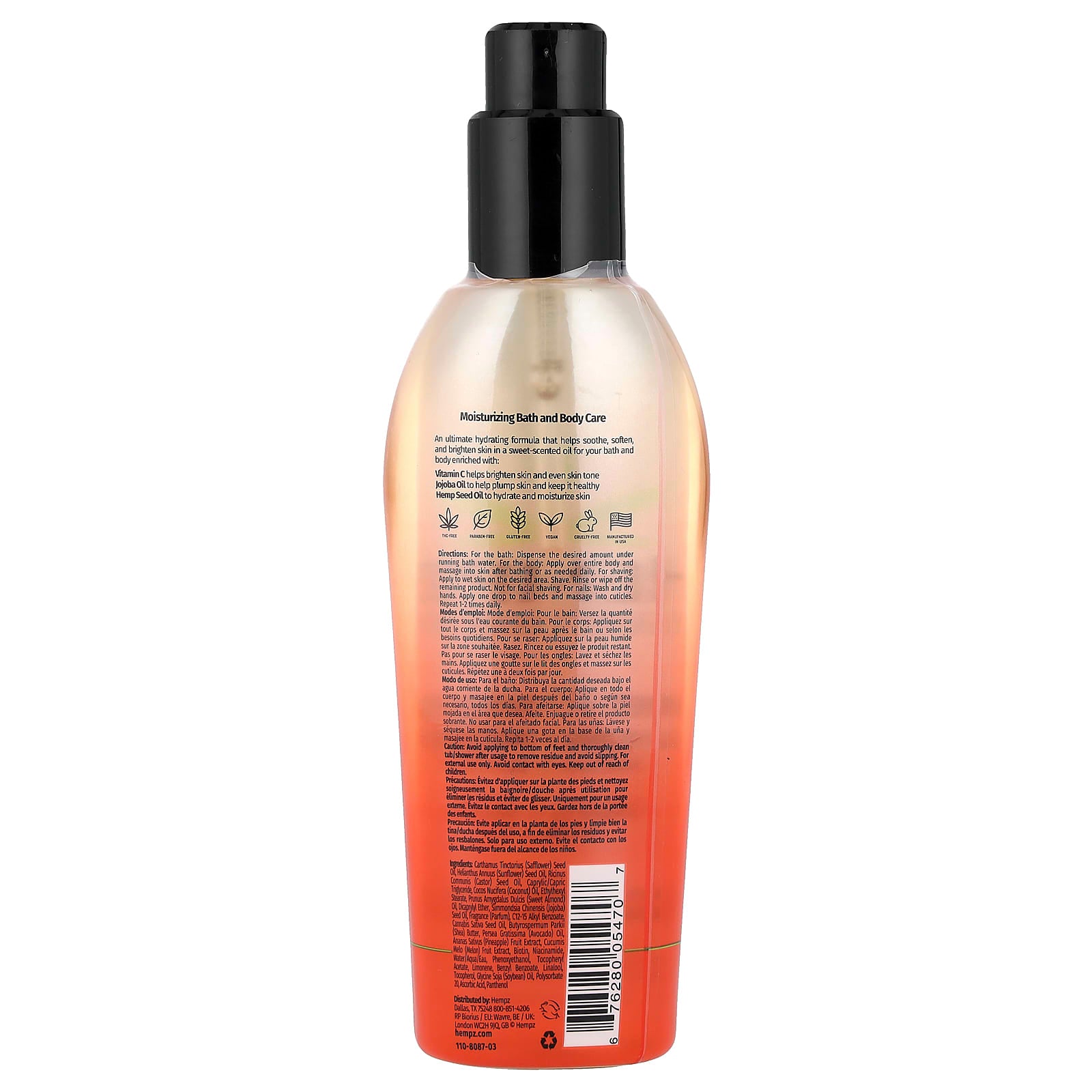 Hempz, Herbal Body Oil, Sweet Pineapple & Honey Melon, 6.76 fl oz (200 ml)