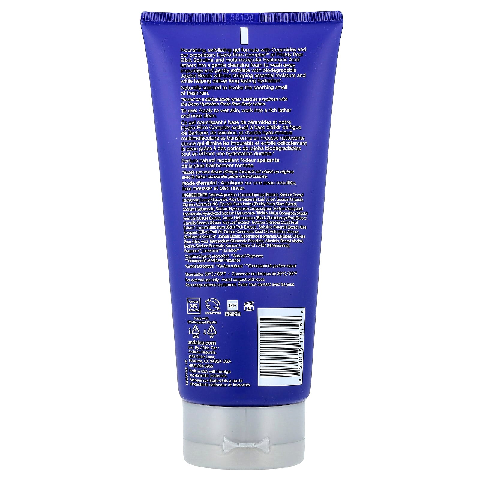 Andalou Naturals, Body Wash, Deep Hydration, Fresh Rain, 8.5 fl oz (251 ml)