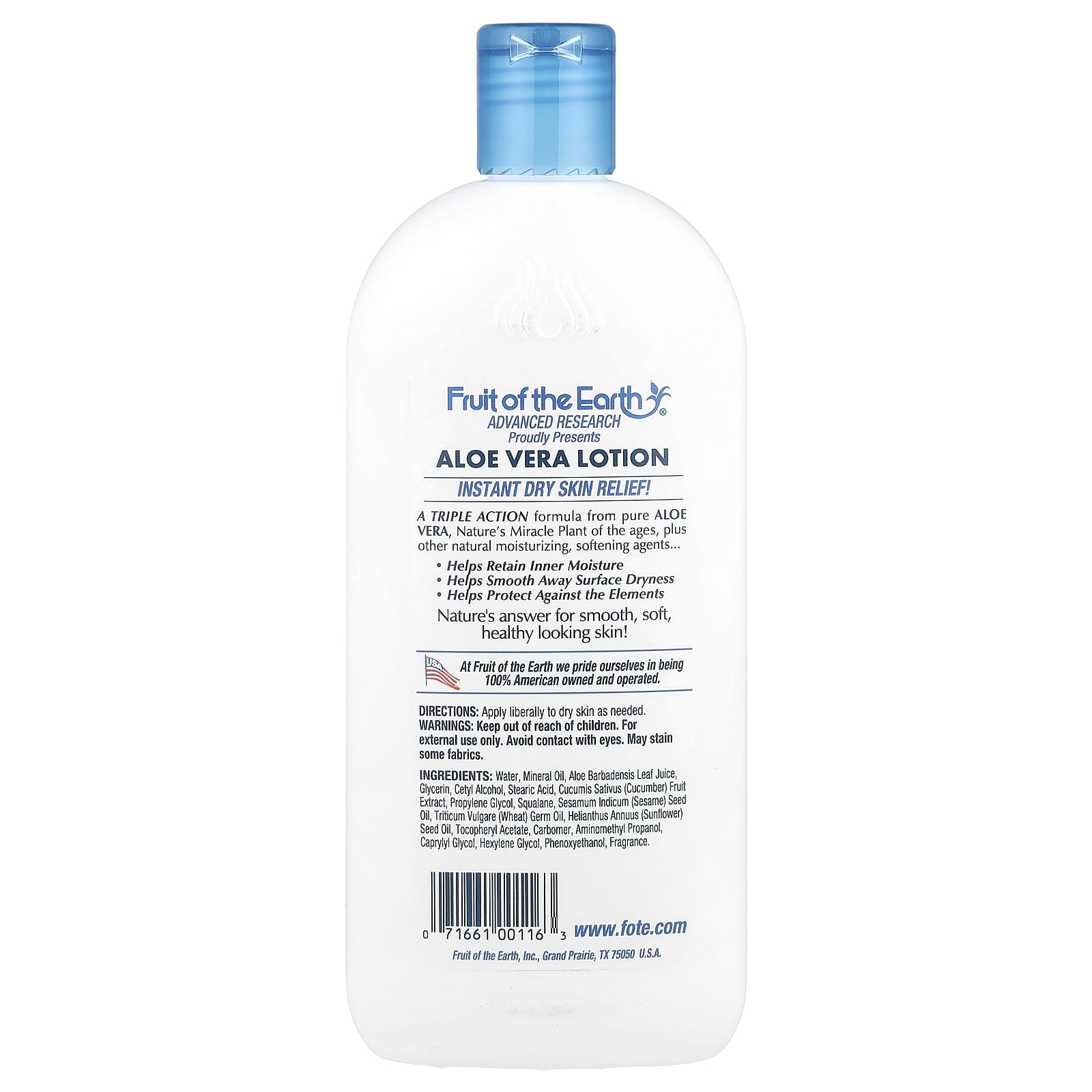 Fruit of the Earth, Skin Care Lotion, Aloe Vera with Naturals, 16 fl oz (473 ml)
