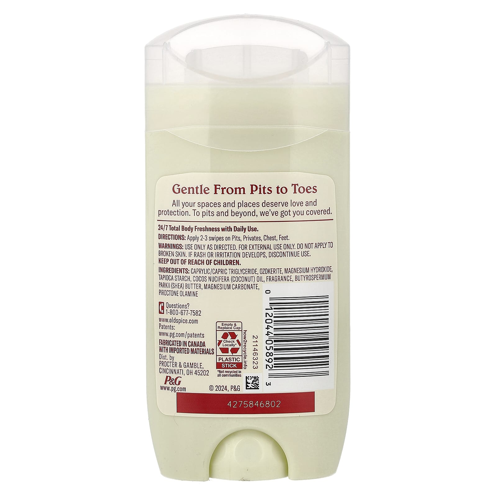 Old Spice, Total Body Deodorant, Sensitive, Vanilla + Shea, 3 oz (85 g)
