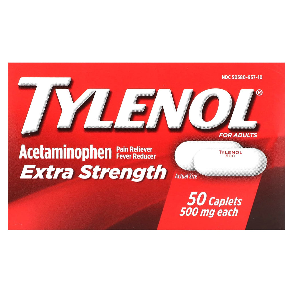 Tylenol, Acetaminophen Pain Reliever Fever Reducer For Adults, 500 mg, 50 Caplets