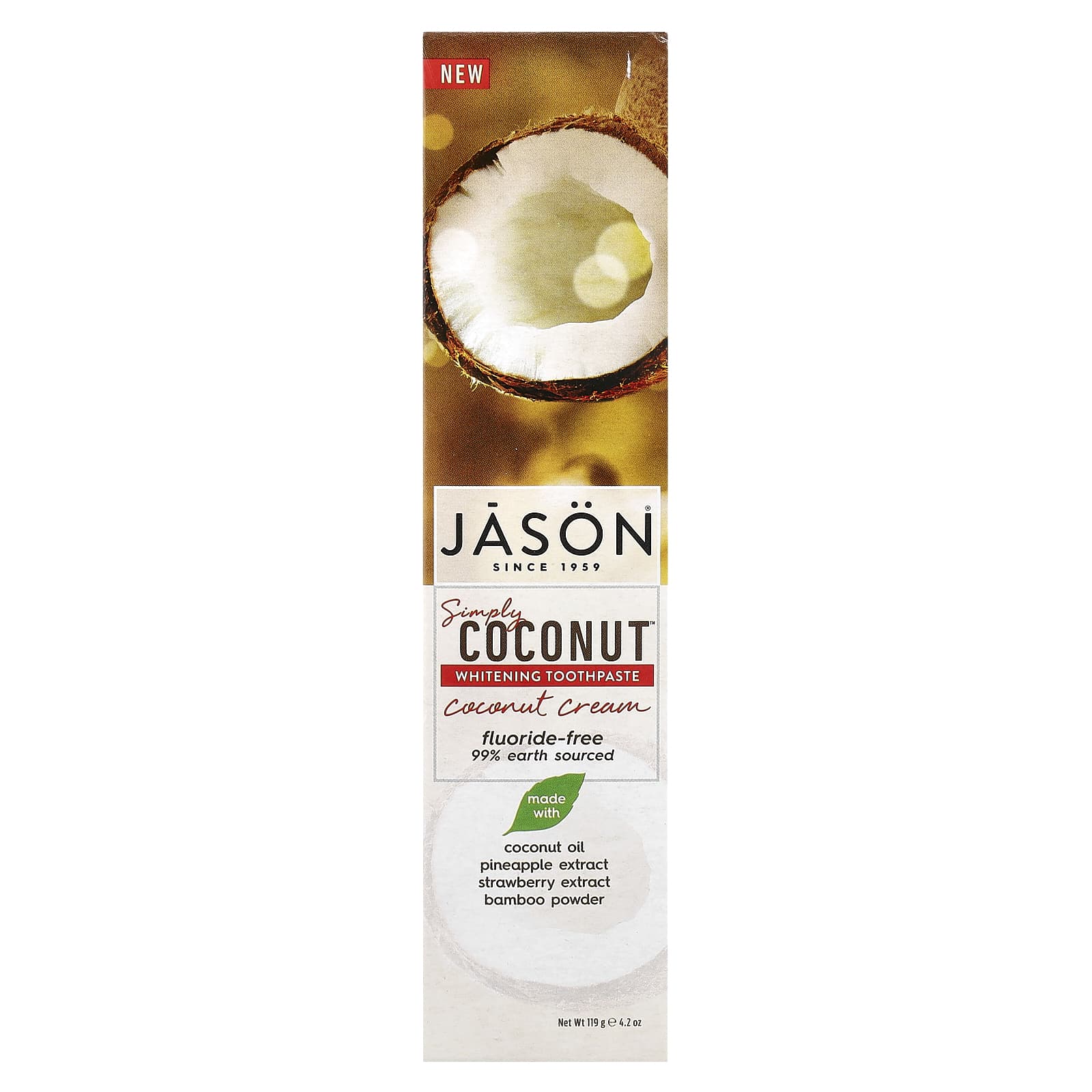 Jason Natural, Simply Coconut, Whitening Toothpaste, Coconut Cream, 4.2 oz (119 g)