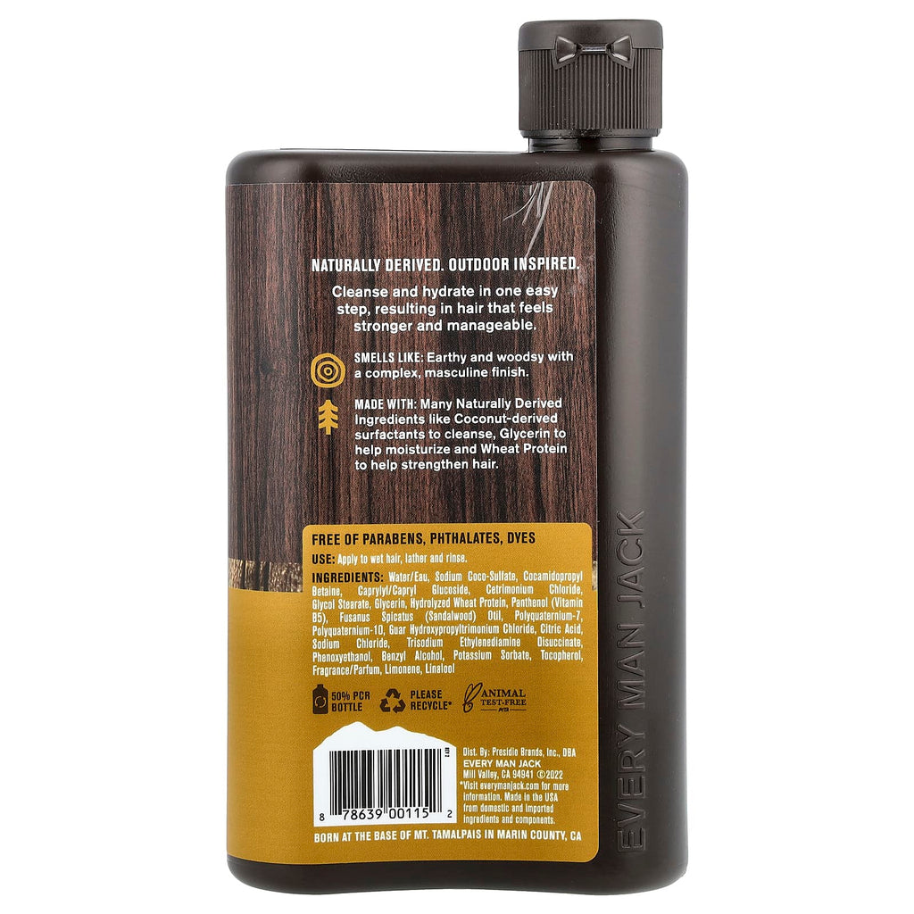 Every Man Jack, 2-In-1 Shampoo & Conditioner, Sandalwood, 13.5 fl oz (400 ml)
