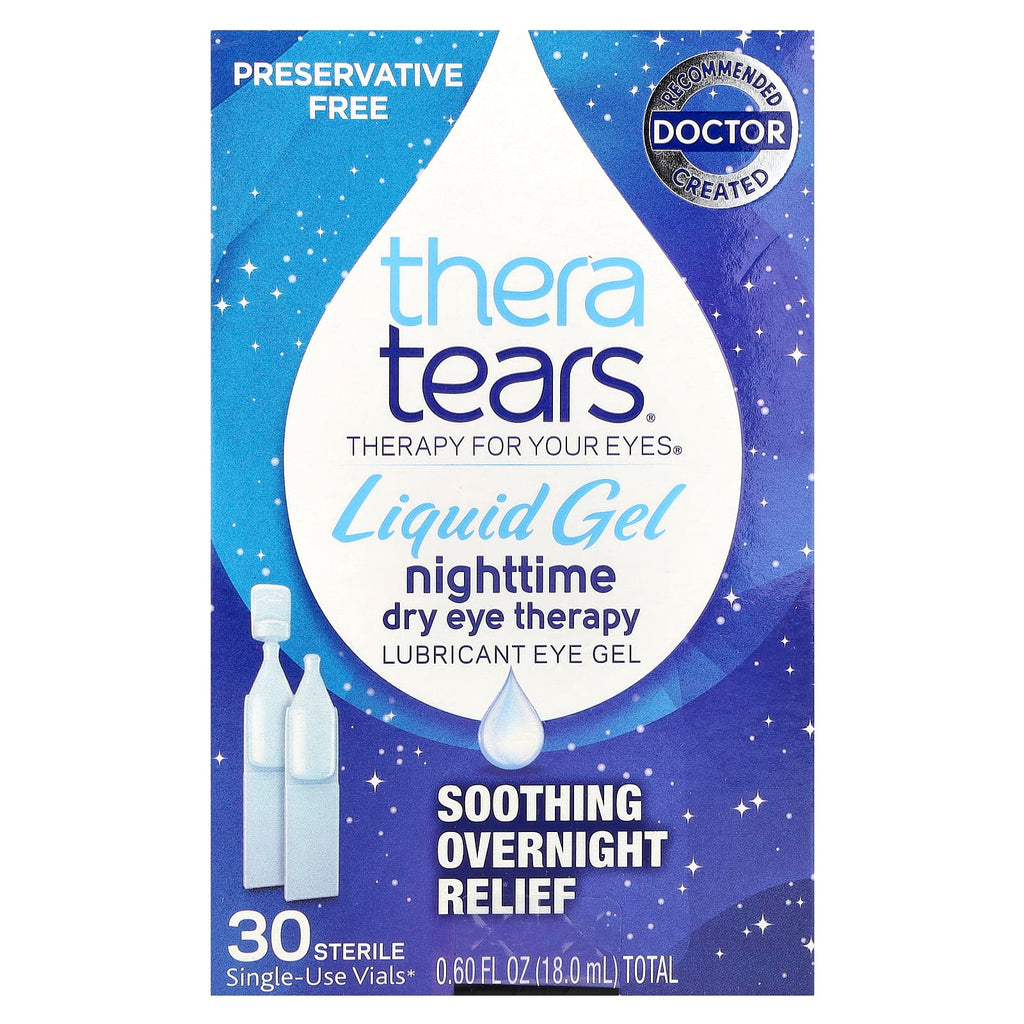 TheraTears, Nighttime Dry Eye Therapy, Lubricant Eye Gel, 30 Single-Use Vials