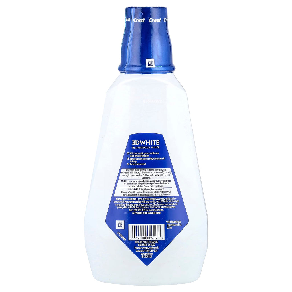 Crest, 3D White, Multi-Care Clean Whitening Mouthwash, Glamorous White, Radiant Mint , 32 fl oz (946 ml)