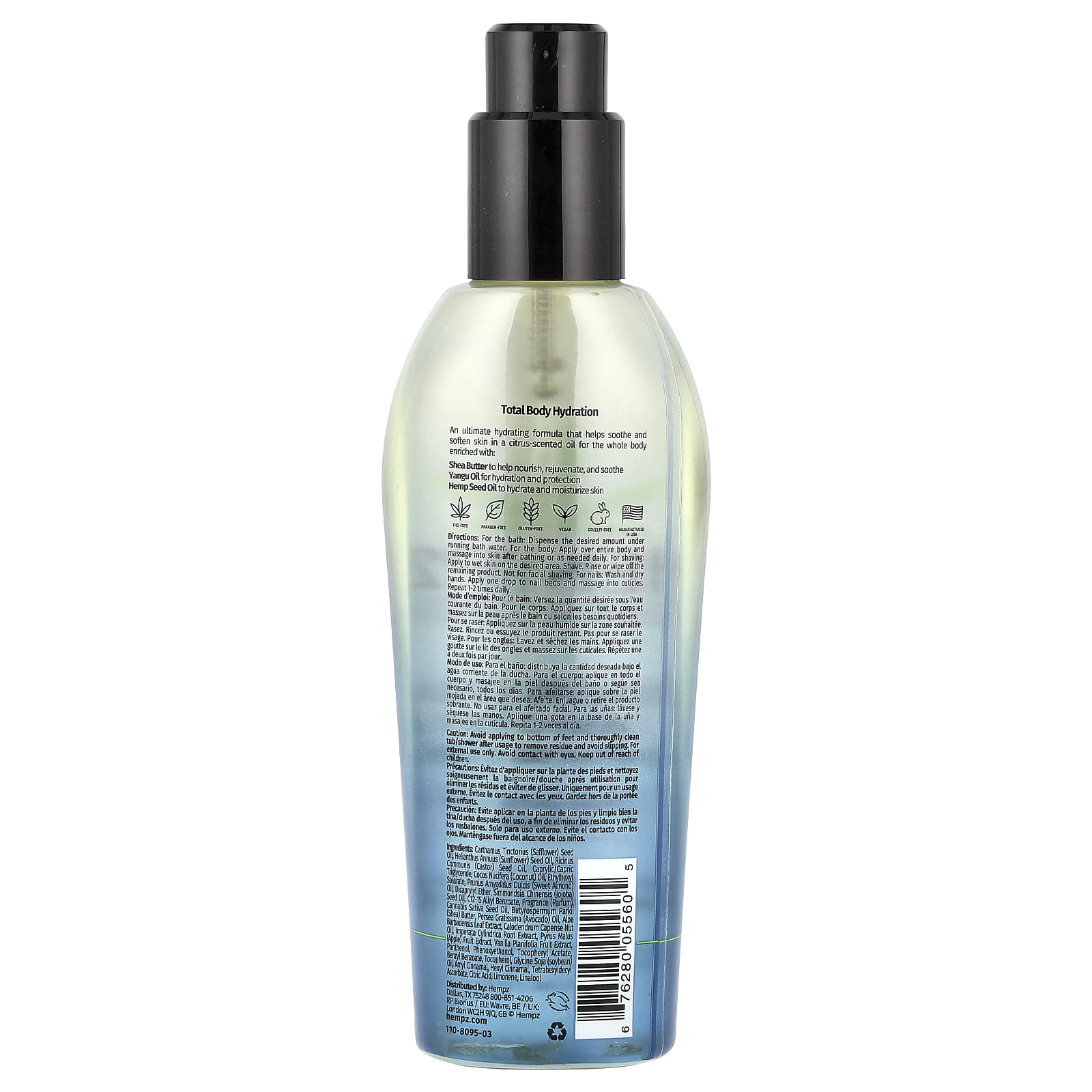 Hempz, Herbal Body Oil, Triple Moisture Fresh Citrus, 6.76 fl oz (200 ml)