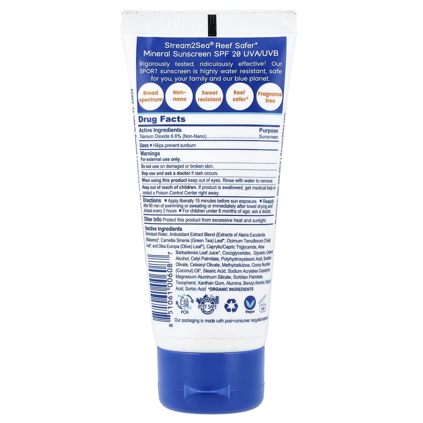 Stream2Sea, Water Sport Sunscreen, SPF 20, 3 fl oz (90 ml)