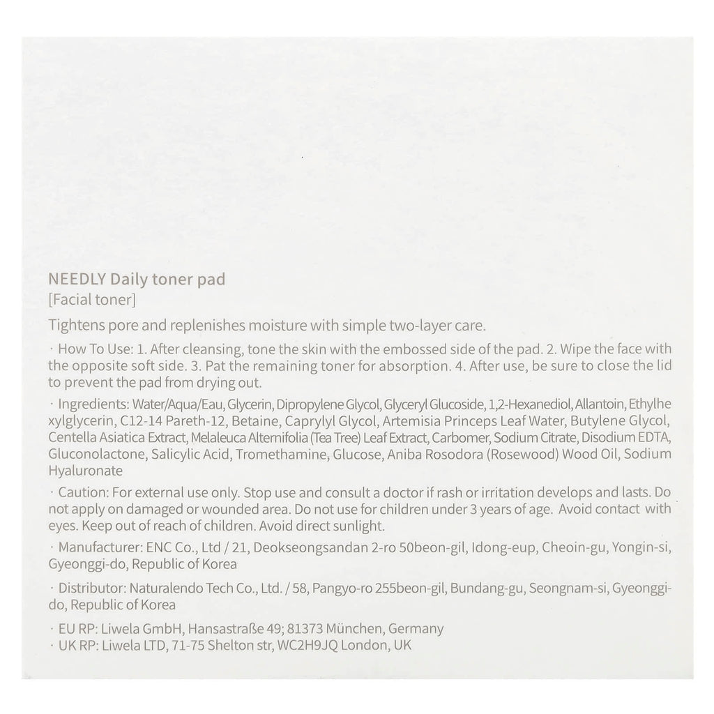 Needly, Daily Toner Pad, 60 Pads, 280 g