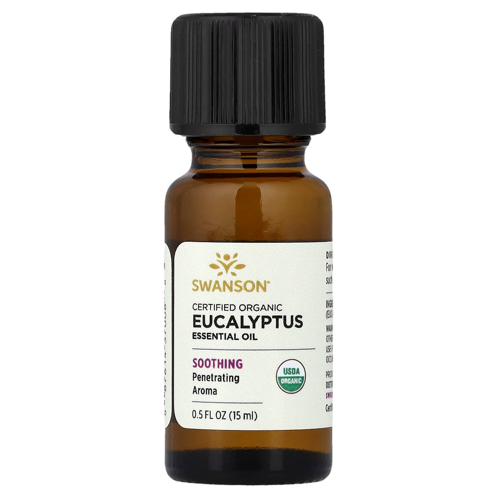 Swanson, Certified Organic Eucalyptus Essential Oil, 0.5 fl oz (15 ml)