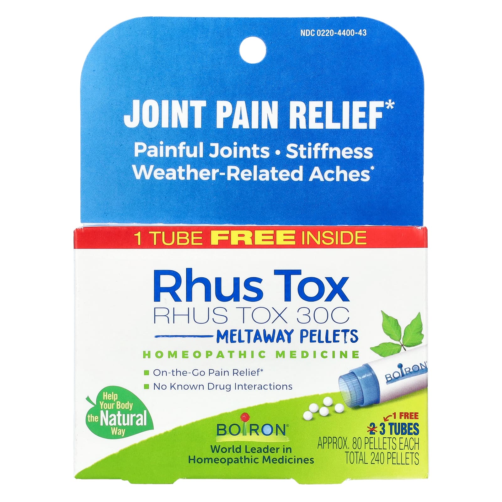 Boiron, Rhus Tox, 30C, 3 Tubes, 80 Meltaway Pellets Each