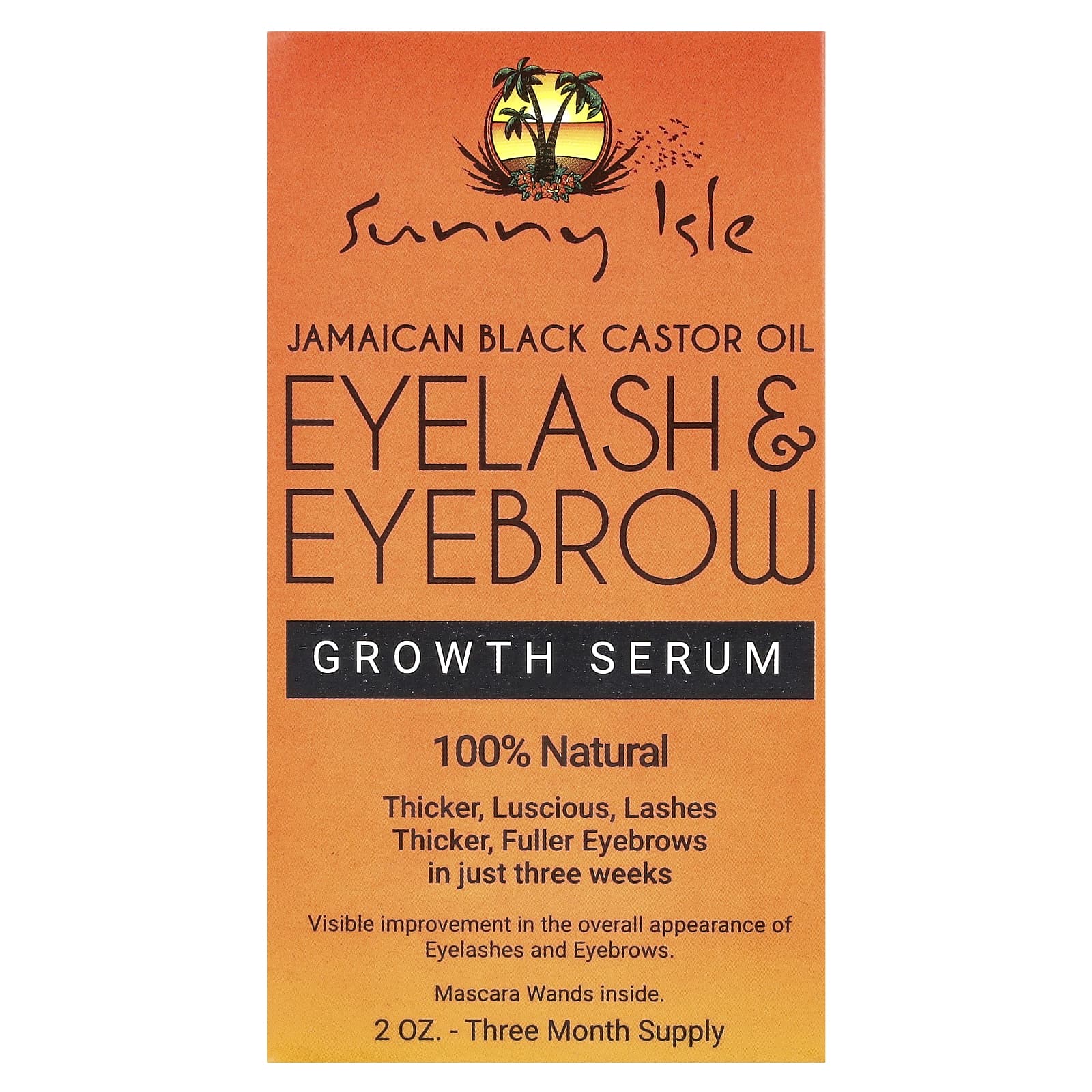 Sunny Isle, Jamaican Black Castor Oil, Eyelash & Eyebrow Growth Serum, 2 oz