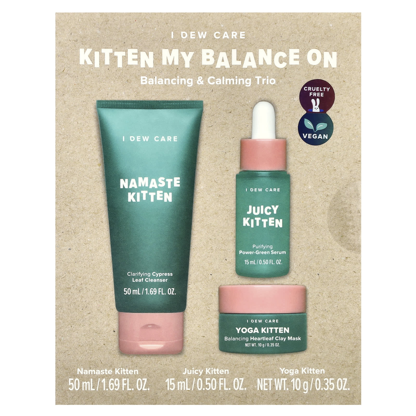 I Dew Care, Kitten My Balance On, Balancing & Calming Trio, 3 Piece Set