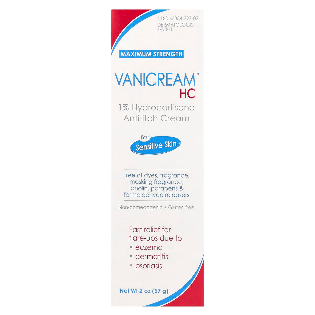 Vanicream, 1% Hydrocortisone Anti-Itch Cream, Maximum Strength, Fragrance Free, 2 oz (57 g)