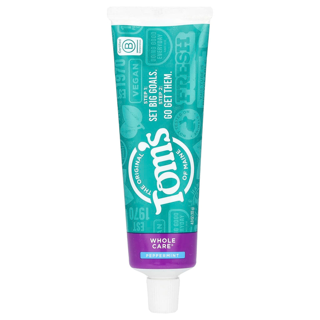 Tom's of Maine, Whole Care®, Natural Anticavity Toothpaste with Fluoride, Peppermint, 4 oz (113 g)