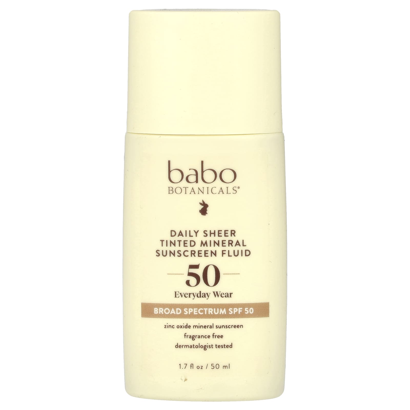 Babo Botanicals, Daily Sheer Tinted Mineral Sunscreen Fluid, SPF 50, Fragrance Free, 1.7 fl oz (50 ml)