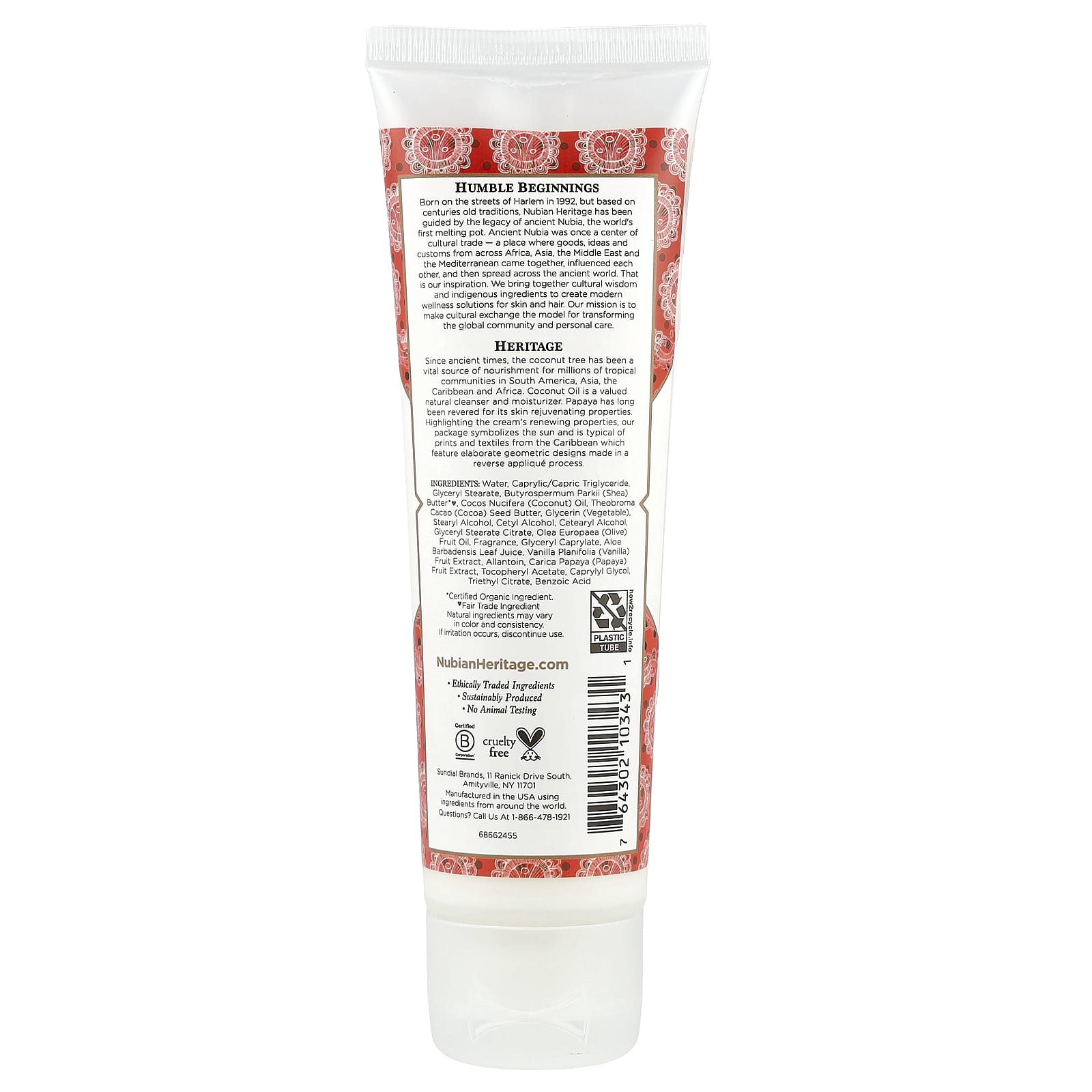 Nubian Heritage, Hand Cream, Coconut & Papaya, 4 fl oz (118 ml)