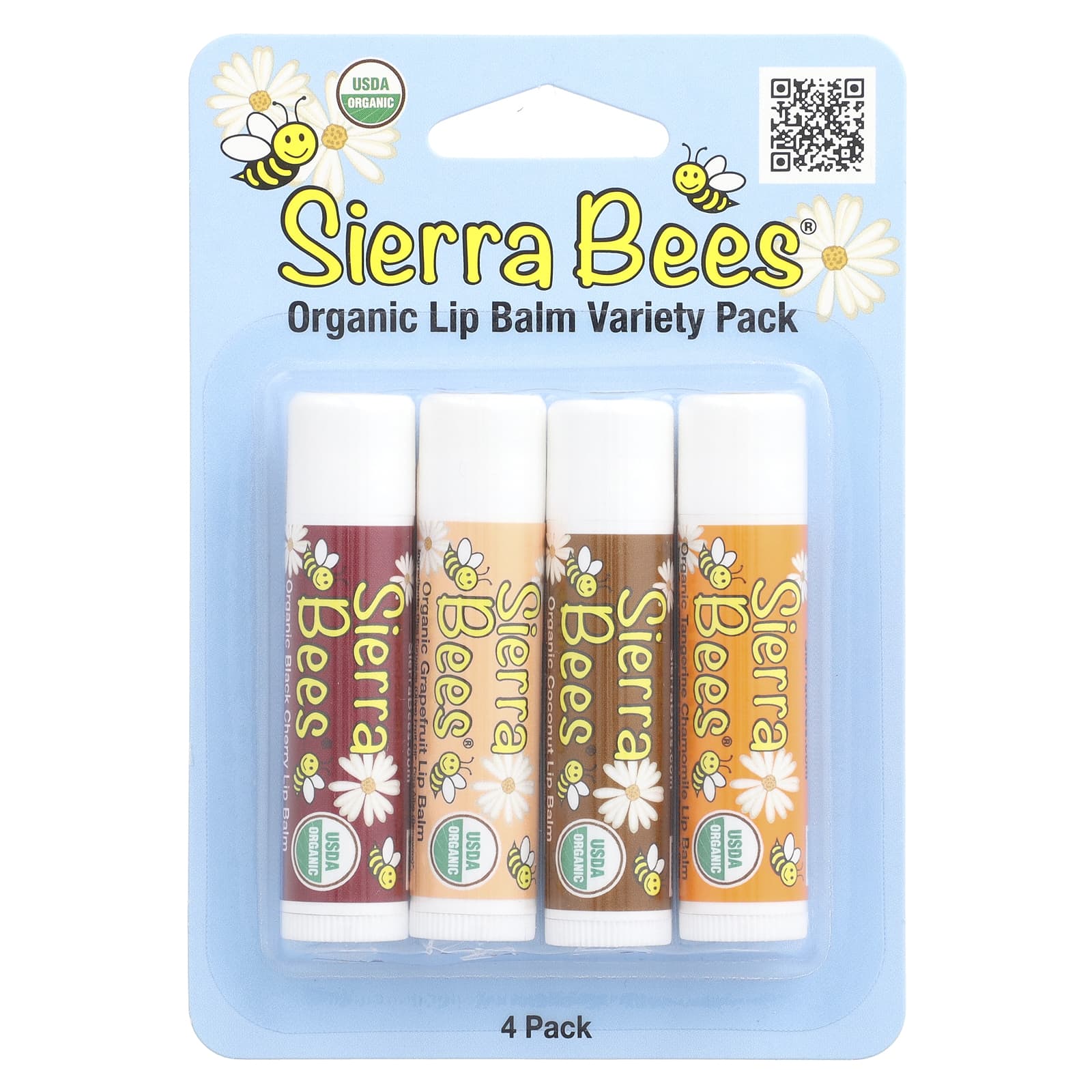 Sierra Bees, Organic Lip Balm Variety Pack, 4 Pack, 0.15 oz (4.25 g) Each