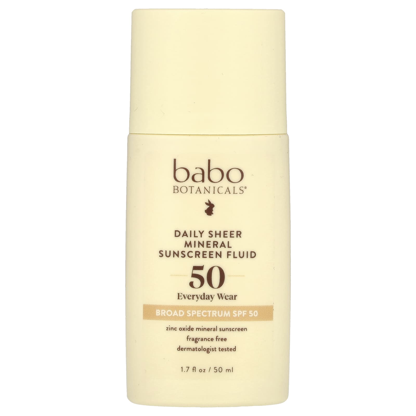 Babo Botanicals, Daily Sheer Mineral Sunscreen Fluid, SPF 50, Fragrance Free, 1.7 fl oz (50 ml)
