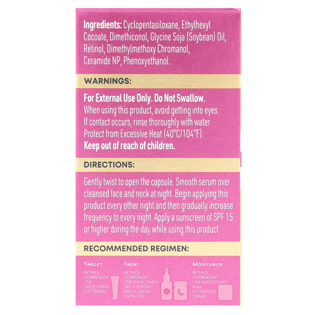 RoC, Retinol Correxion, Line Smoothing Night Serum Capsules, 30 Biodegradable Capsules, 0.35 fl oz (10.5 ml)