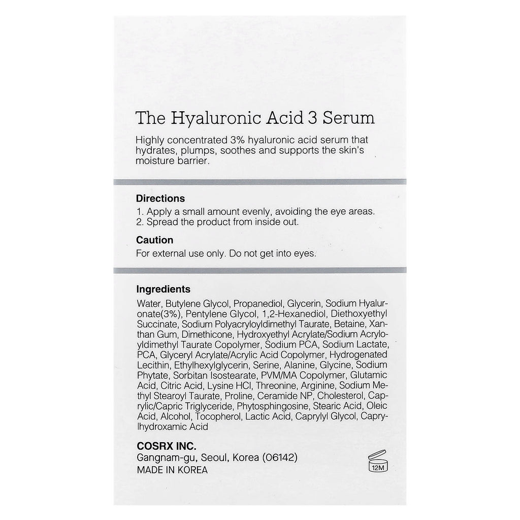 CosRx, The Hyaluronic Acid 3 Serum, 0.67 fl oz(20 ml)