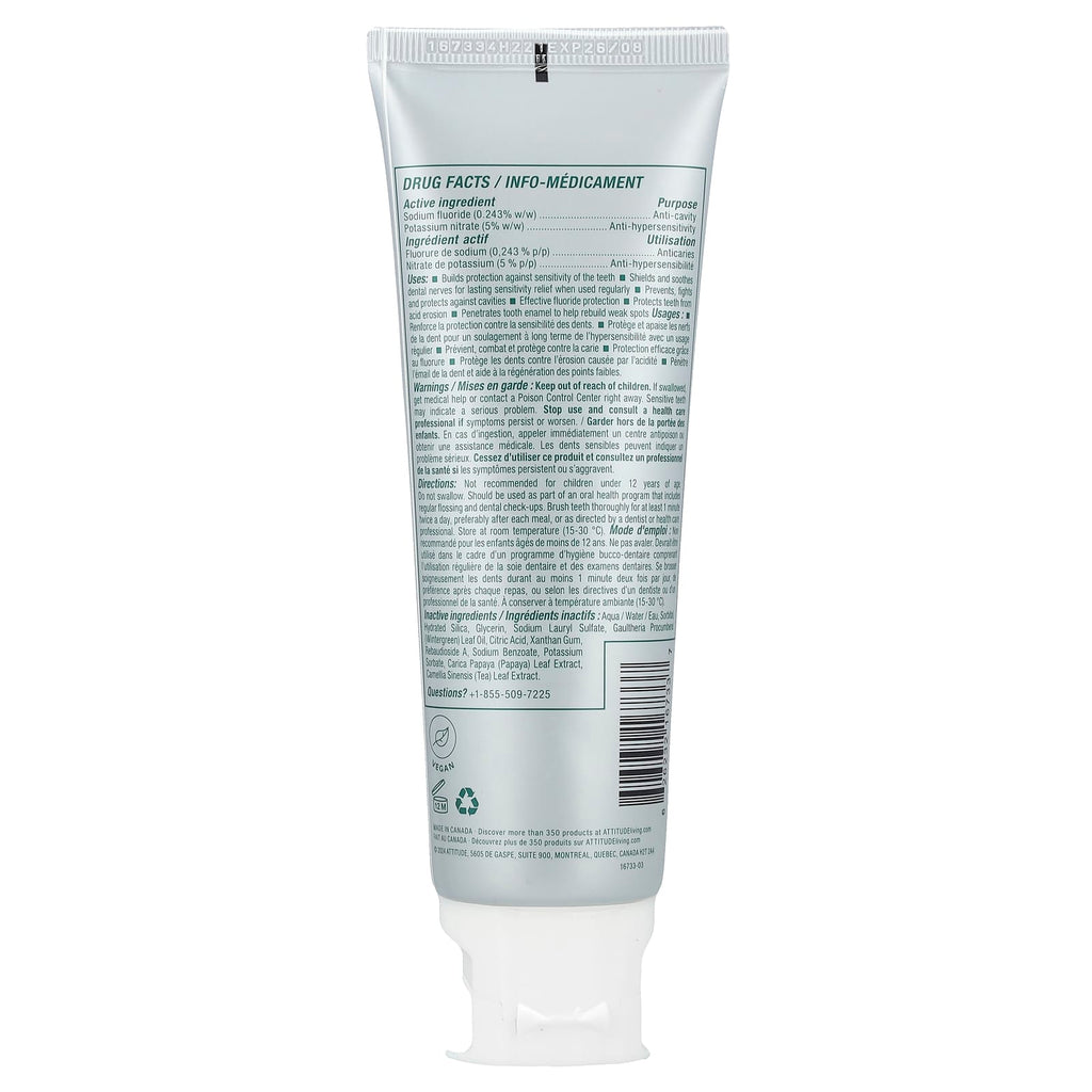 ATTITUDE, Super Leaves™, Sensitive Toothpaste, Spearmint, 4.2 oz (120 g)