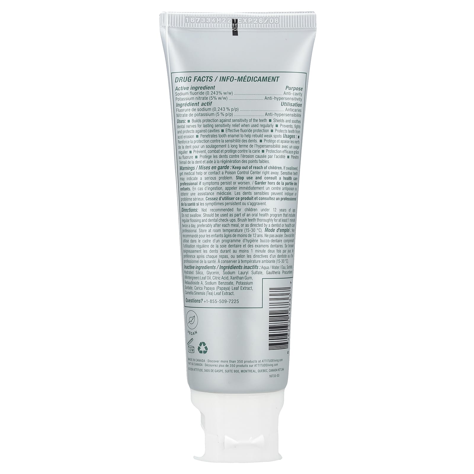 ATTITUDE, Super Leaves™, Sensitive Toothpaste, Spearmint, 4.2 oz (120 g)