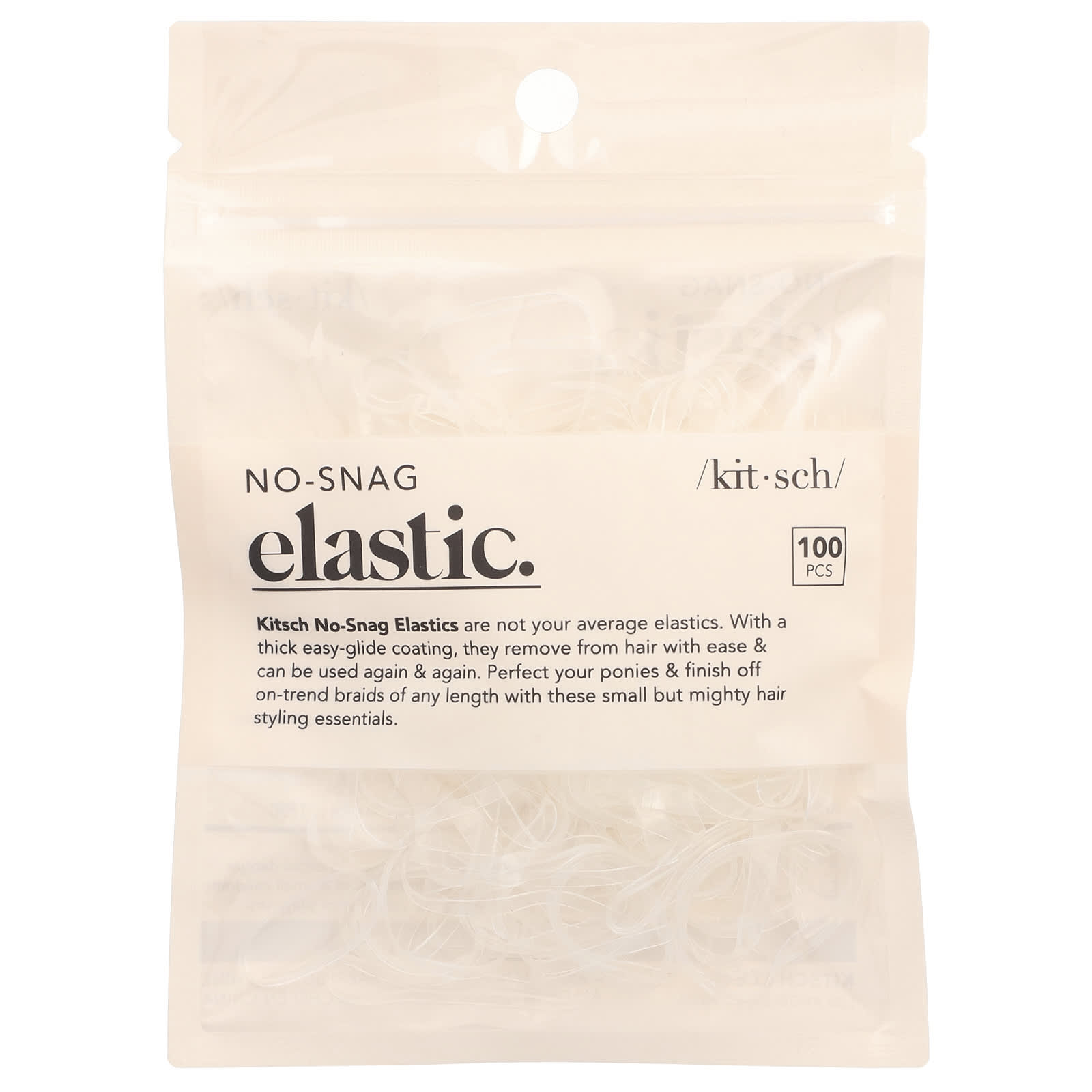 Kitsch, No-Snag Elastic, Clear , 100 Pieces