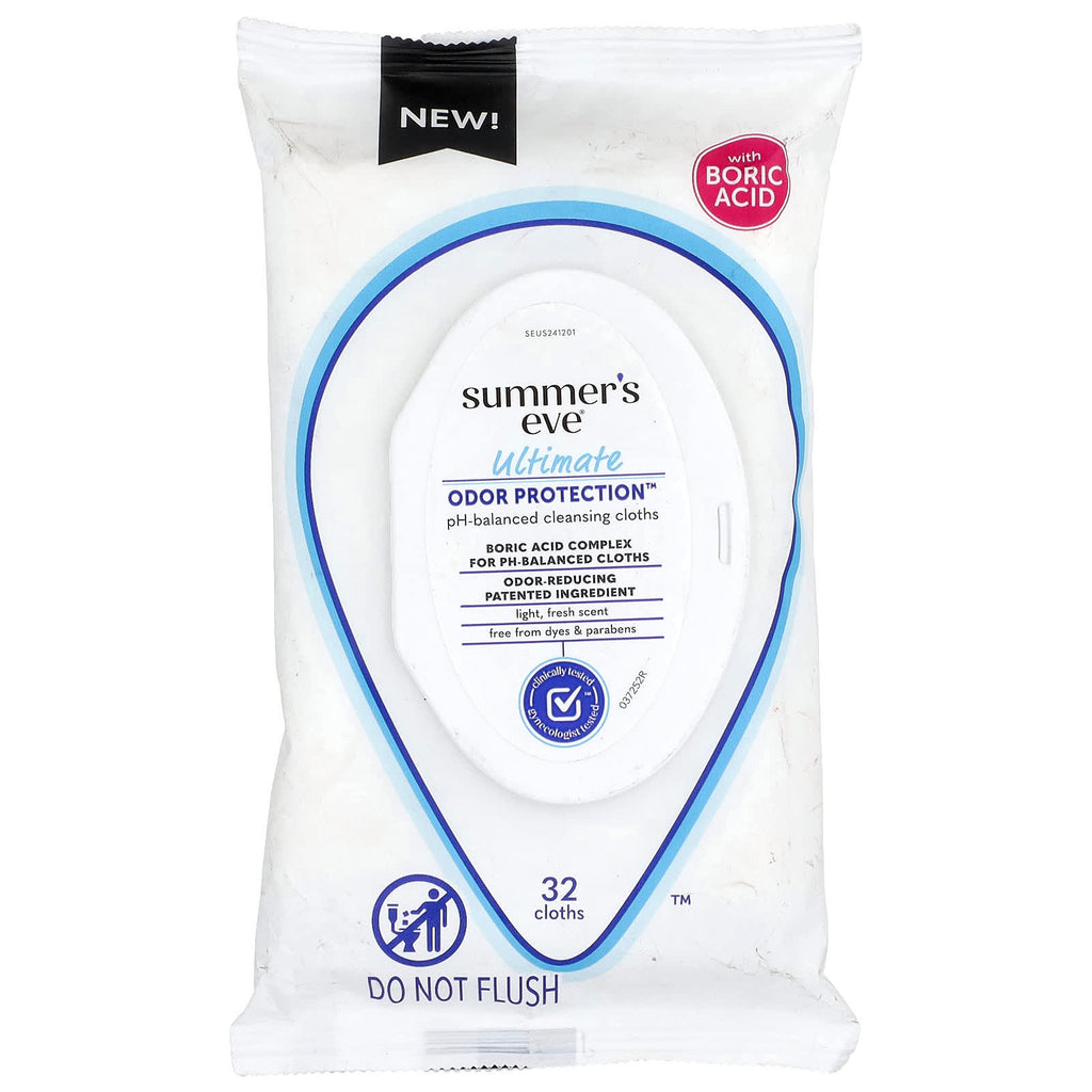 Summer's Eve, Ultimate Odor Protection™, pH-Balanced Cleansing Cloths, Light Fresh, 32 Cloths