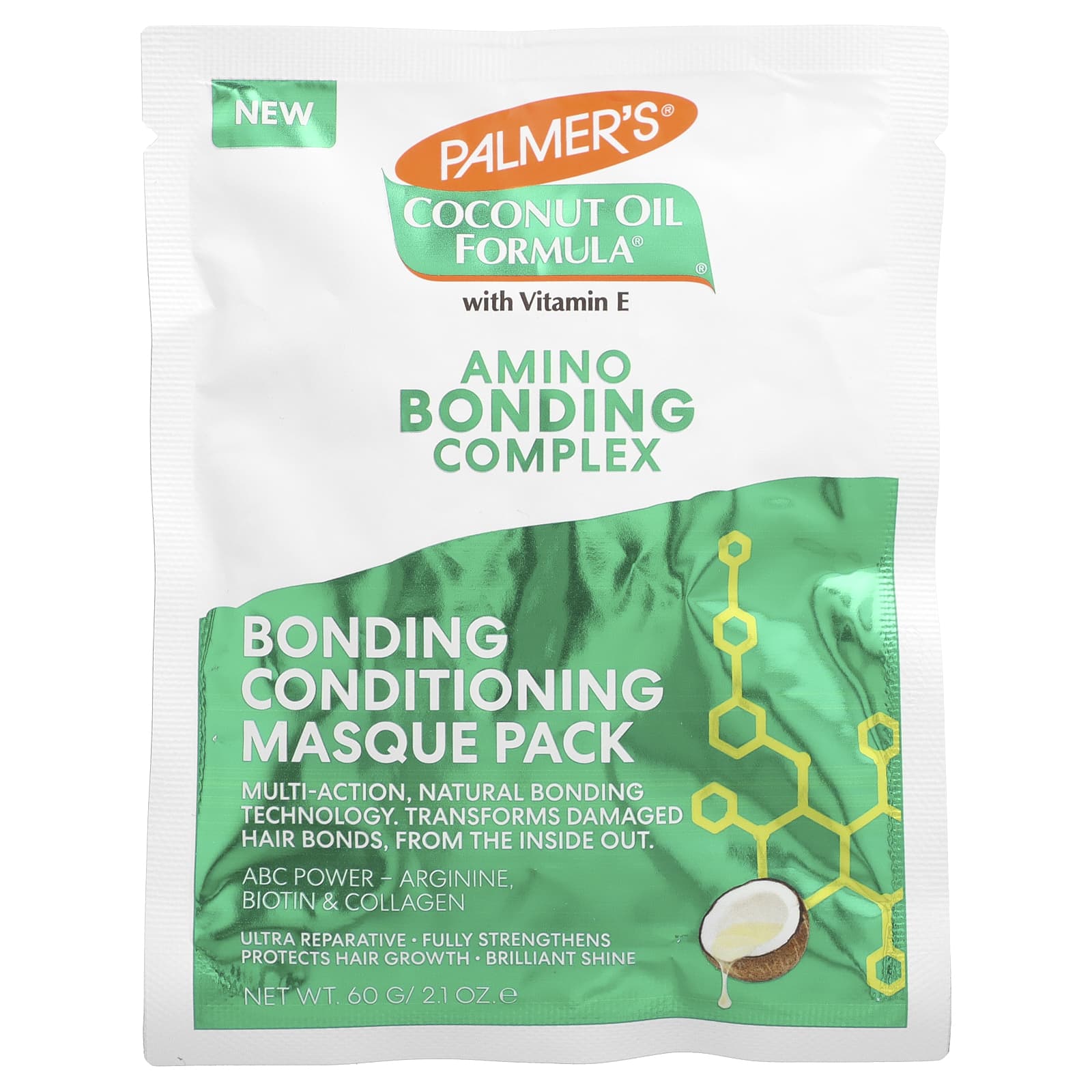 Palmer's, Coconut Oil Formula® with Vitamin E, Amino Bonding Complex, Bonding Conditioning Masque Pack, 2.1 oz (60 g)