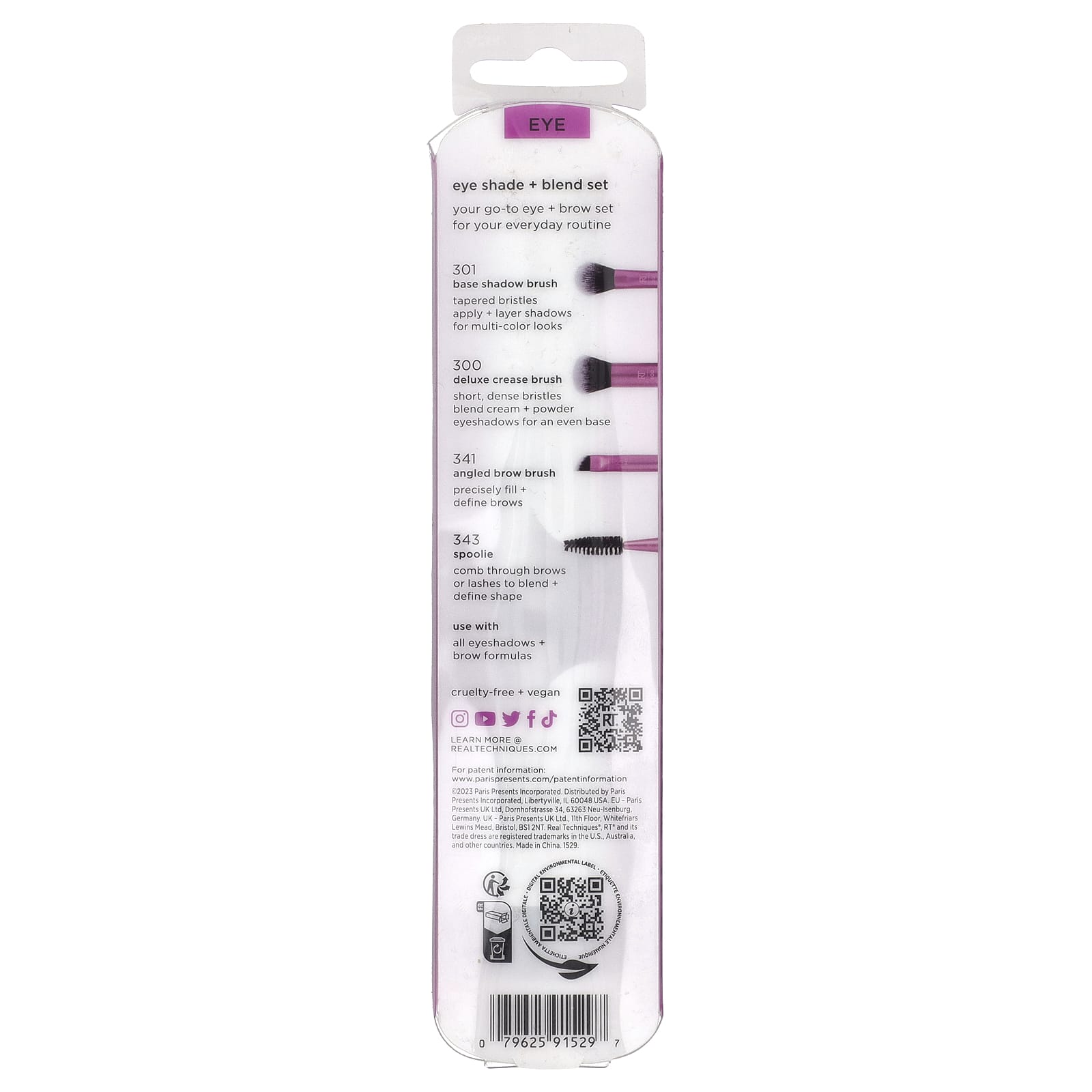 Real Techniques, Eye Shade + Blend Brush Set, 3 Pieces
