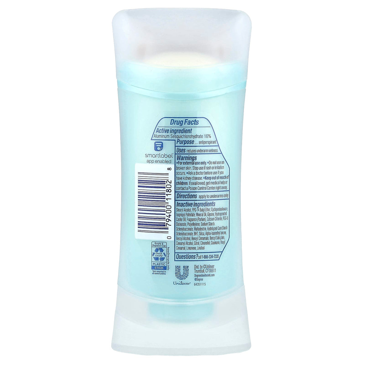 Degree, Advanced, 72 Hour Body Heart Activated™, Antiperspirant Deodorant, Shower Clean, 2.6 oz (74 g)