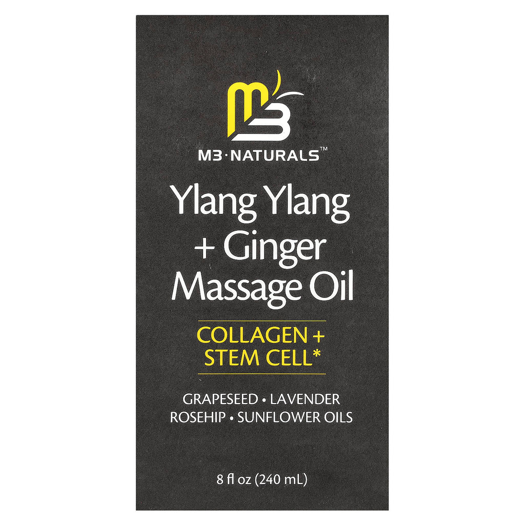M3 Naturals, Ylang Ylang + Ginger Massage Oil, 8 fl oz (240 ml)