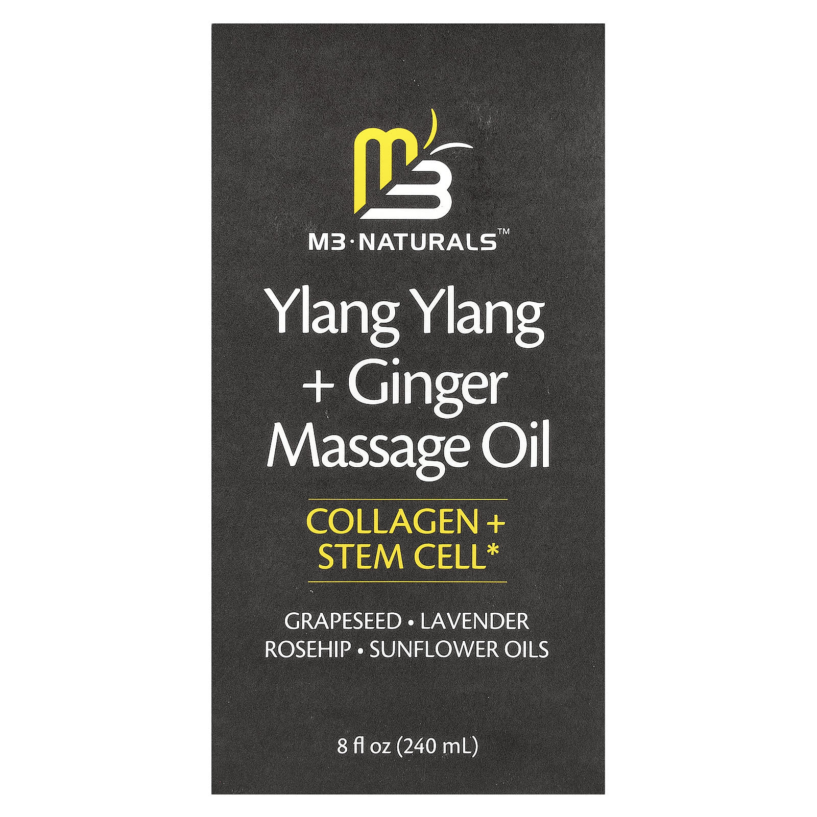 M3 Naturals, Ylang Ylang + Ginger Massage Oil, 8 fl oz (240 ml)