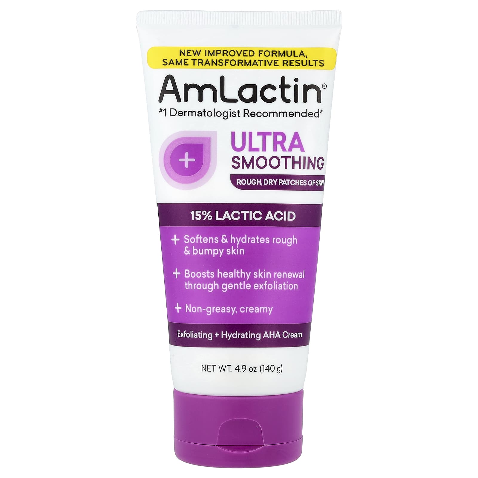 AmLactin, Exfoliating + Hydrating AHA Cream, Ultra Smoothing, Rough, Dry Patches of Skin, 4.9 oz (140 g)