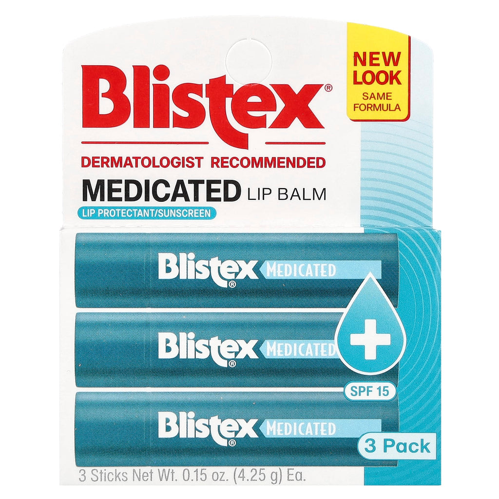 Blistex, Medicated Lip Balm, Protectant/Sunscreen, SPF 15, 3 Pack, 0.15 oz (4.25 g) Each