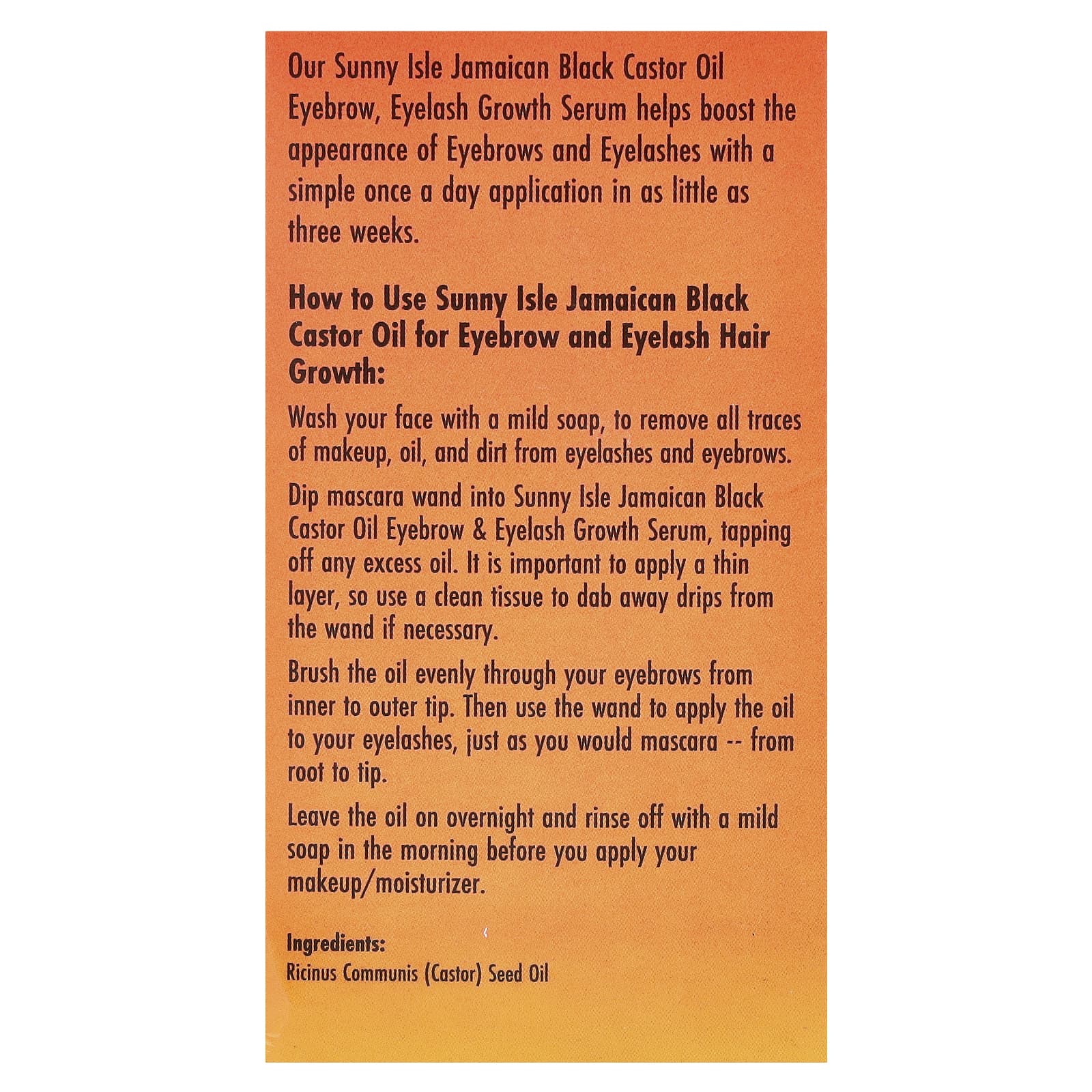 Sunny Isle, Jamaican Black Castor Oil, Eyelash & Eyebrow Growth Serum, 2 oz