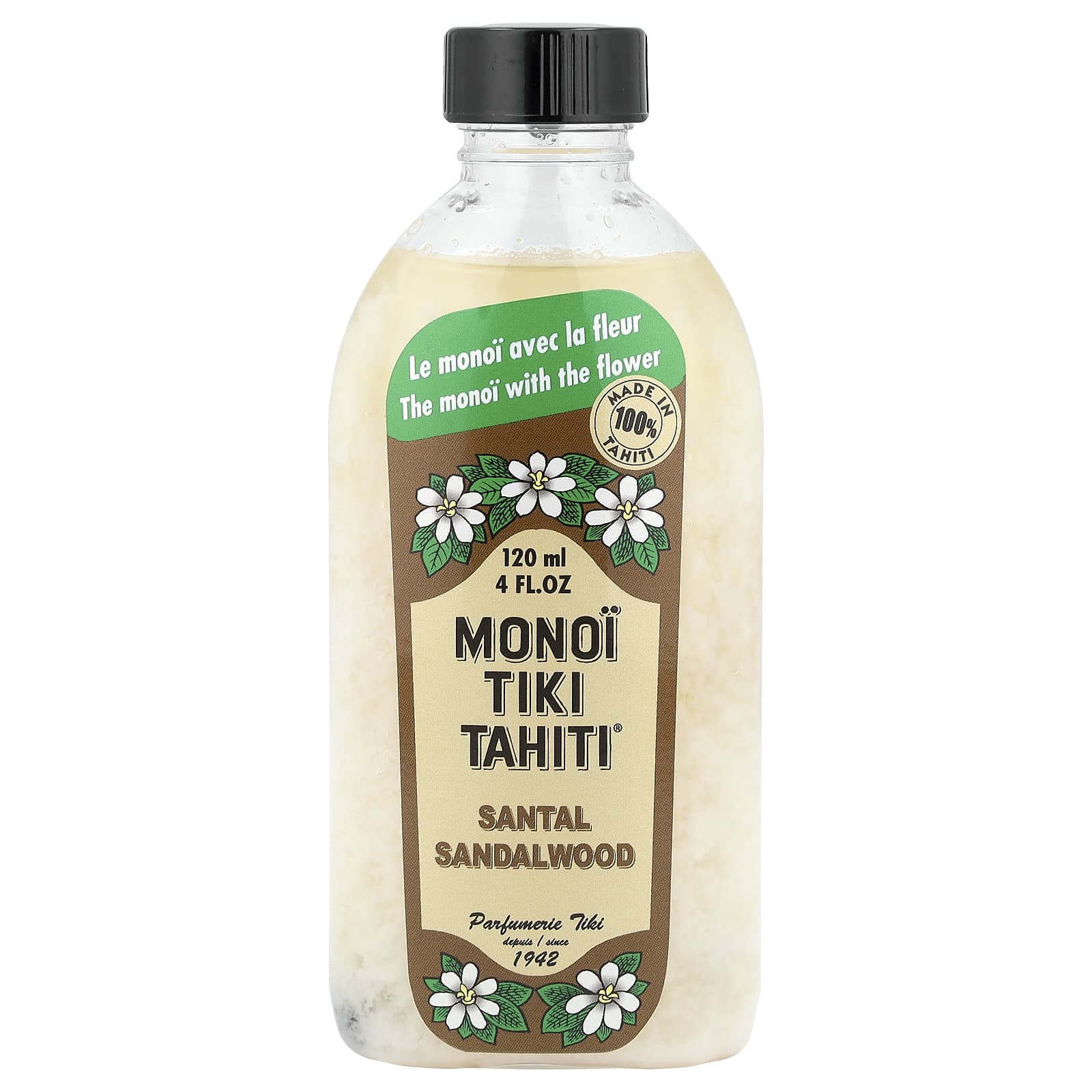 Monoi Tiare Tahiti, Monoi Tiki Tahiti®, Coconut Oil, Santal Sandalwood, 4 fl oz (120 ml)