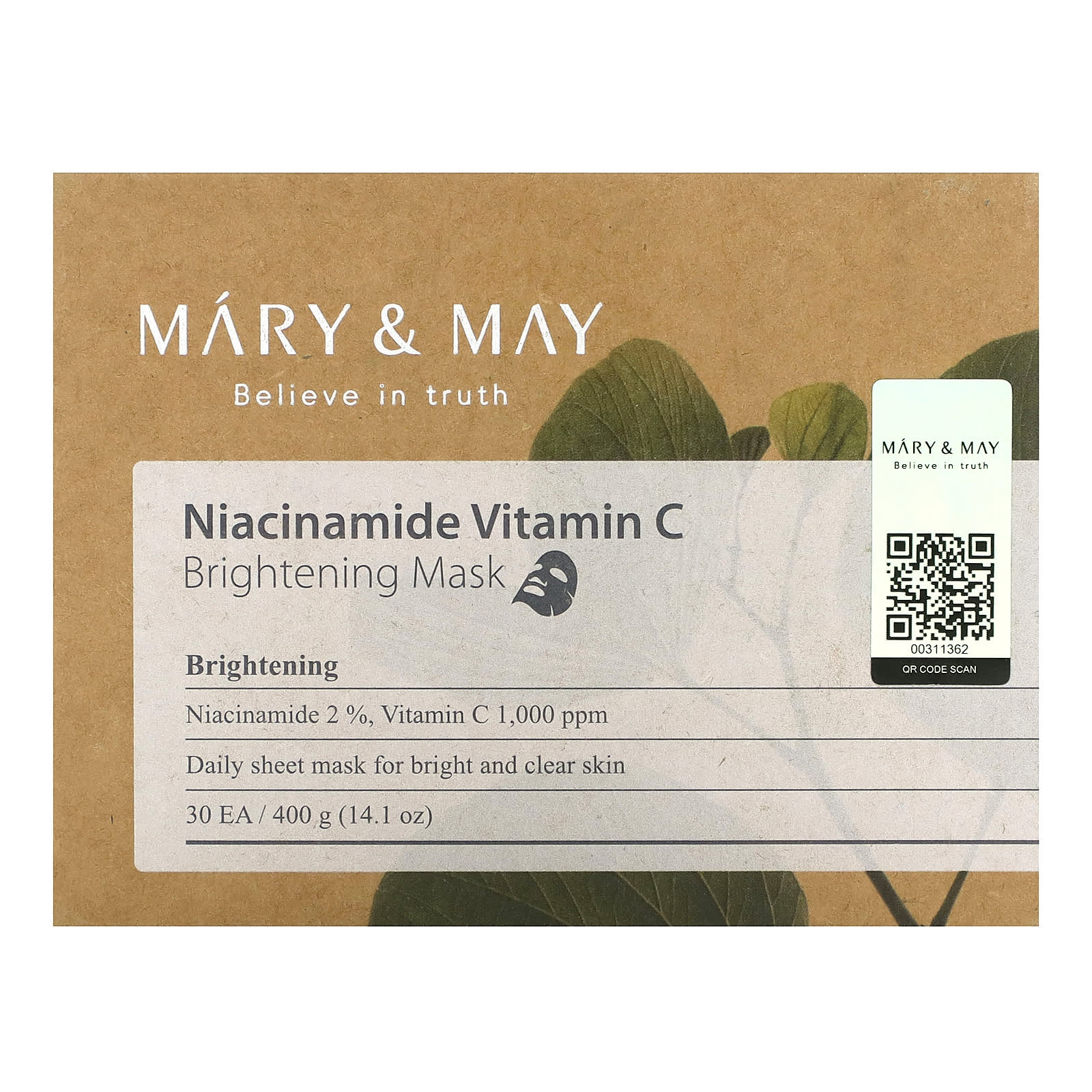 Mary & May, Niacinamide Vitamin C, Brightening Beauty Mask, 30 Sheets, 14.1 oz (400 g)