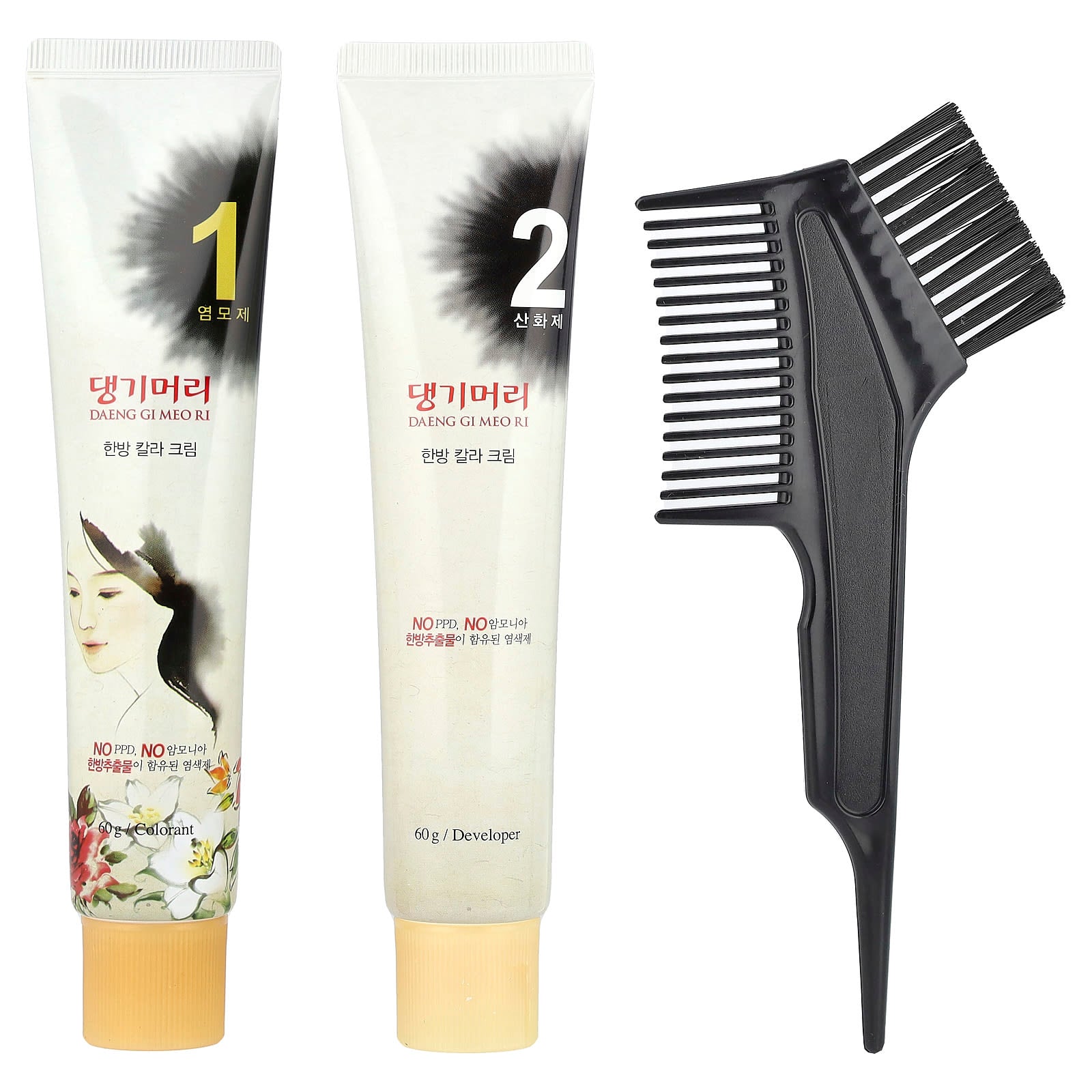 DAENG GI MEO RI, Medicinal Herb Hair Color, Medium Brown, 1 Kit