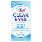 Clear Eyes, Triple Relief, Lubricant/Redness Reliever Eye Drops, 0.5 fl oz (15 ml)