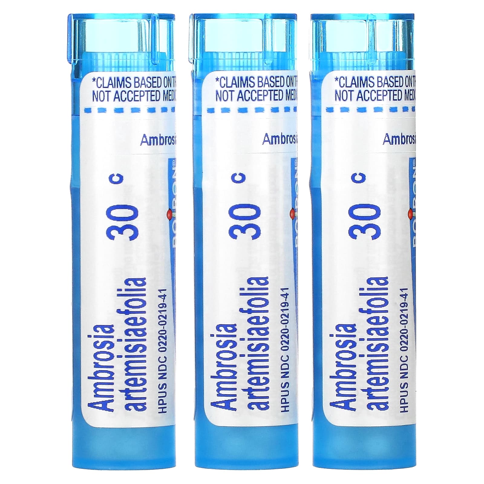 Boiron, Ambrosia, Ragweed Allergy Relief, Meltaway Pellets, 3 Tubes, 80 Pellets Each