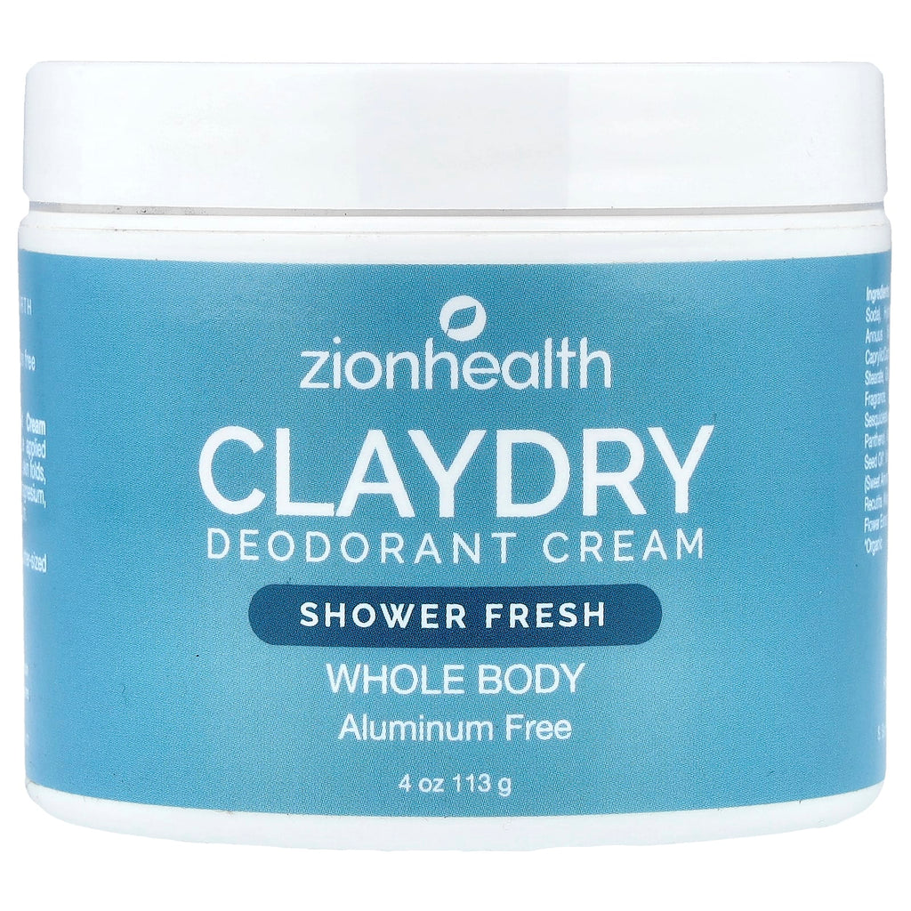 Zion Health, ClayDry Deodorant Cream, Shower Fresh, 4 oz (113 g)