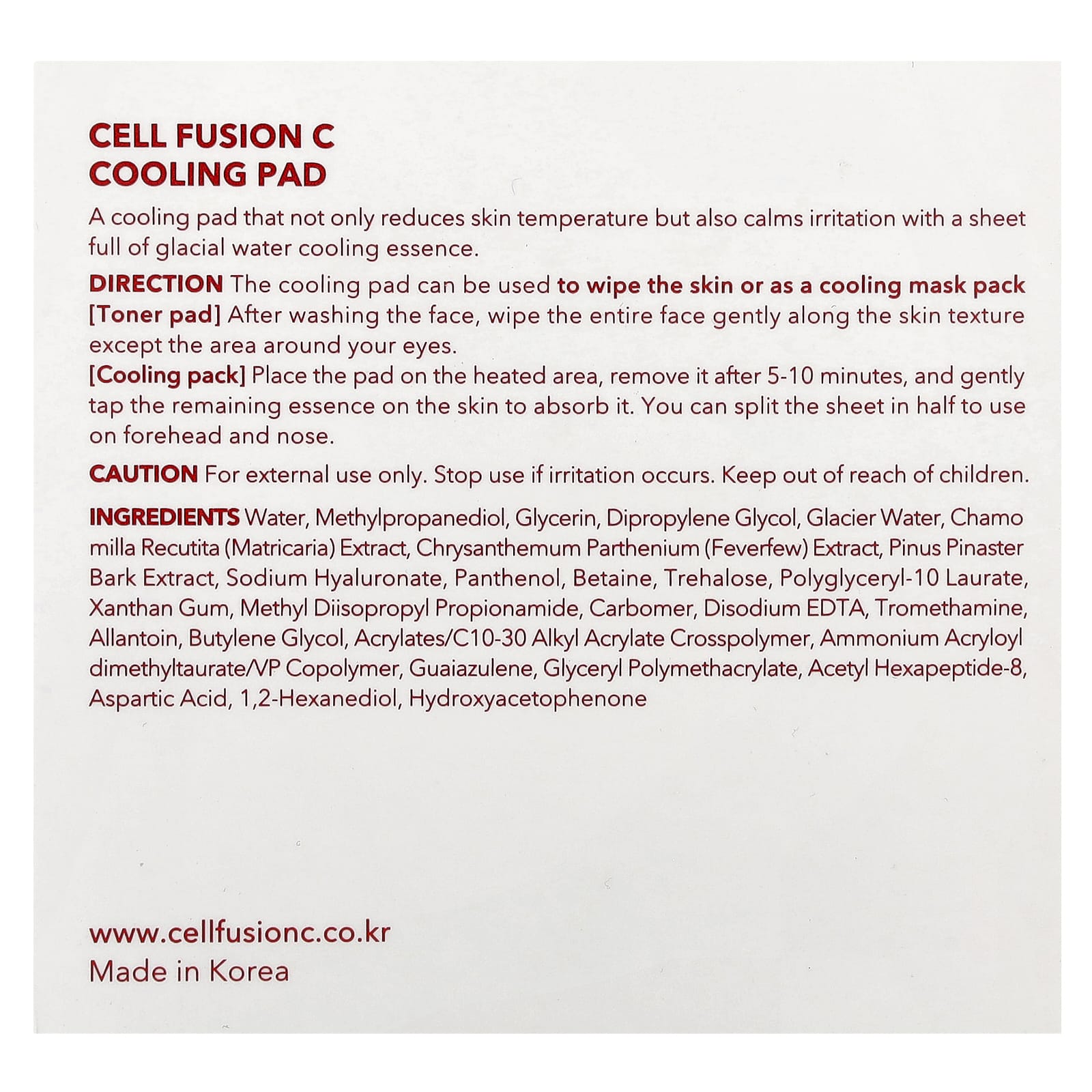 Cell Fusion C, Cooling Pad, 70 Pads, 6.08 fl oz (180 ml)
