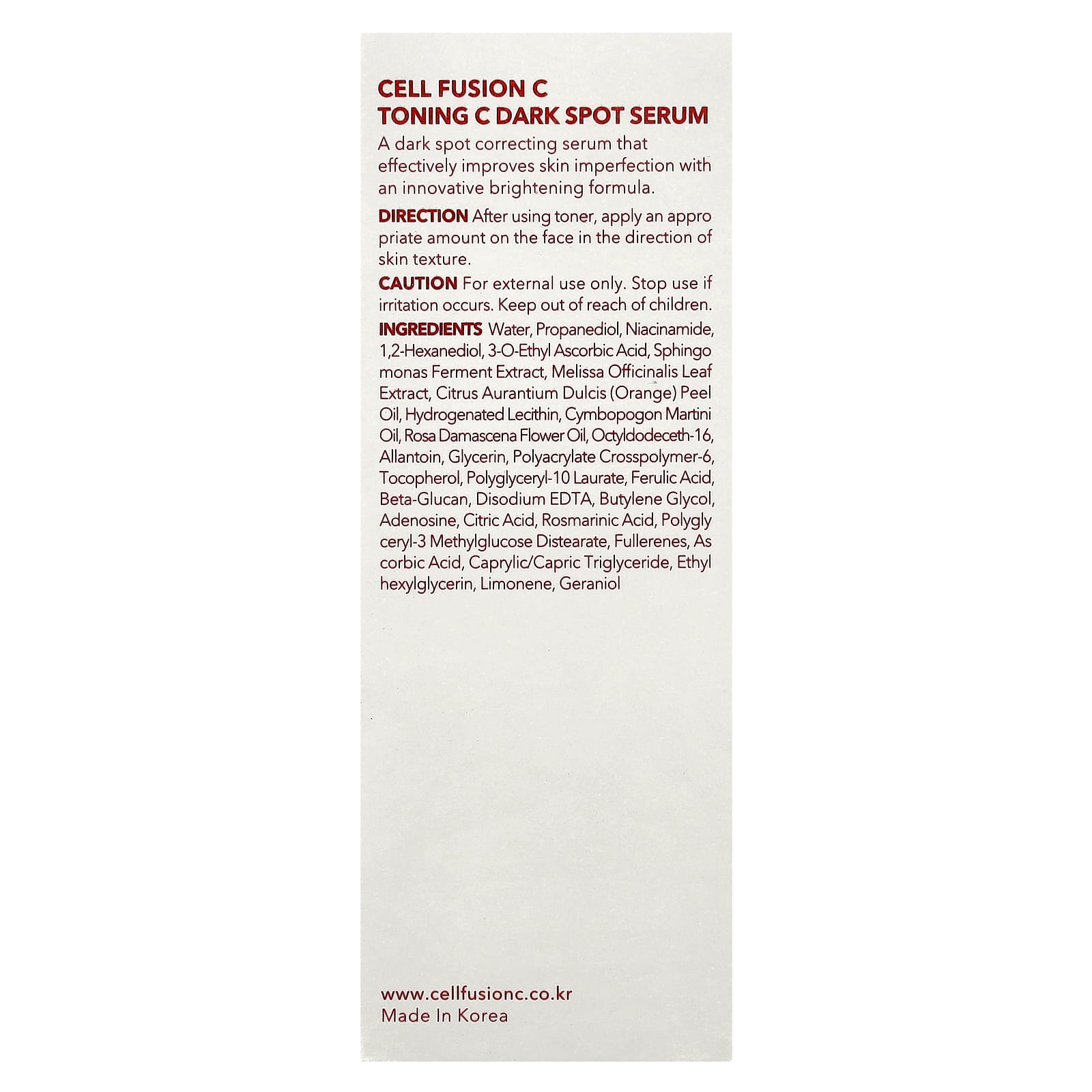 Cell Fusion C, Toning C Dark Spot Serum, 1.01 fl oz (30 ml)