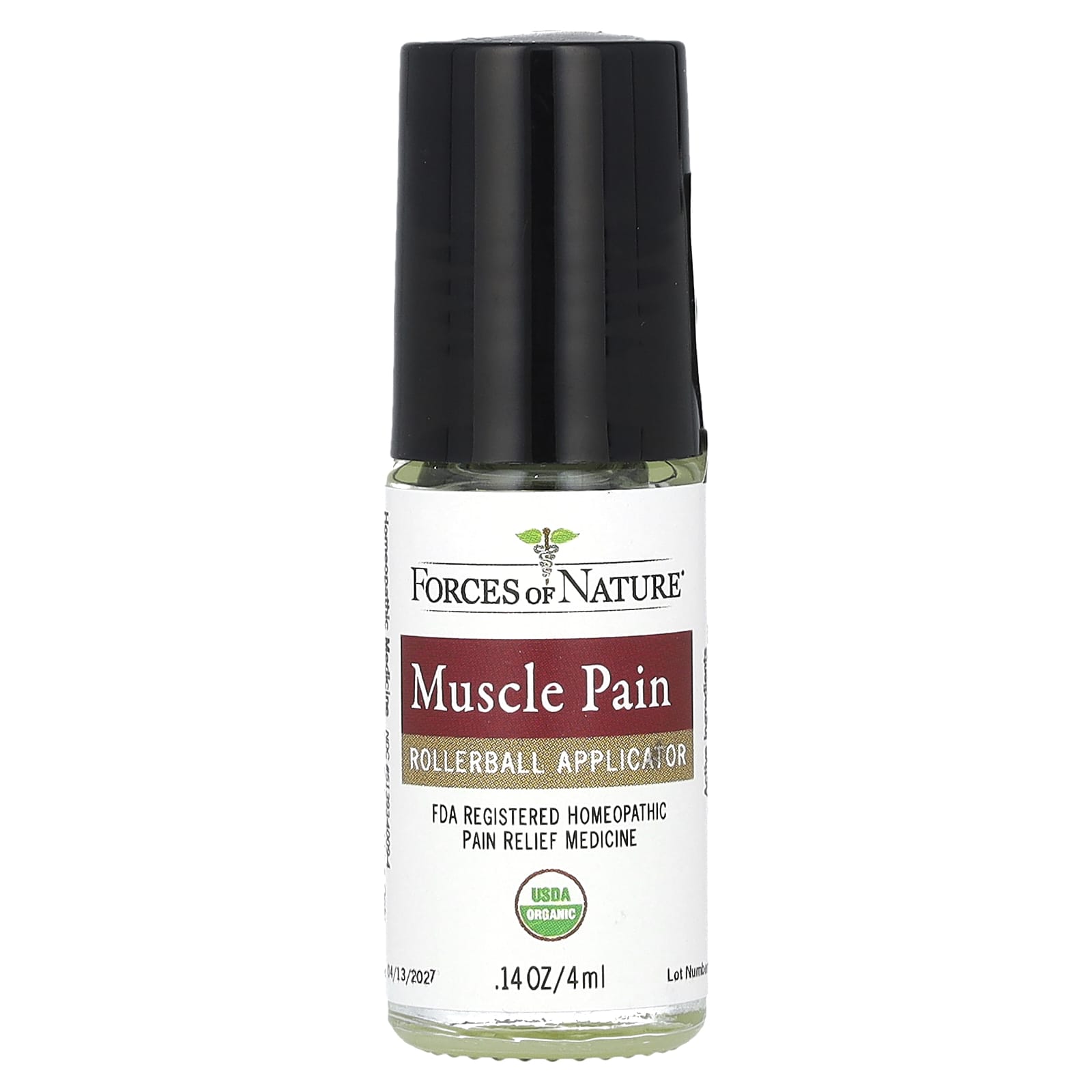 Forces of Nature, Muscle Pain Roll-On, Organic Plant Medicine , 0.14 fl oz (4 ml)