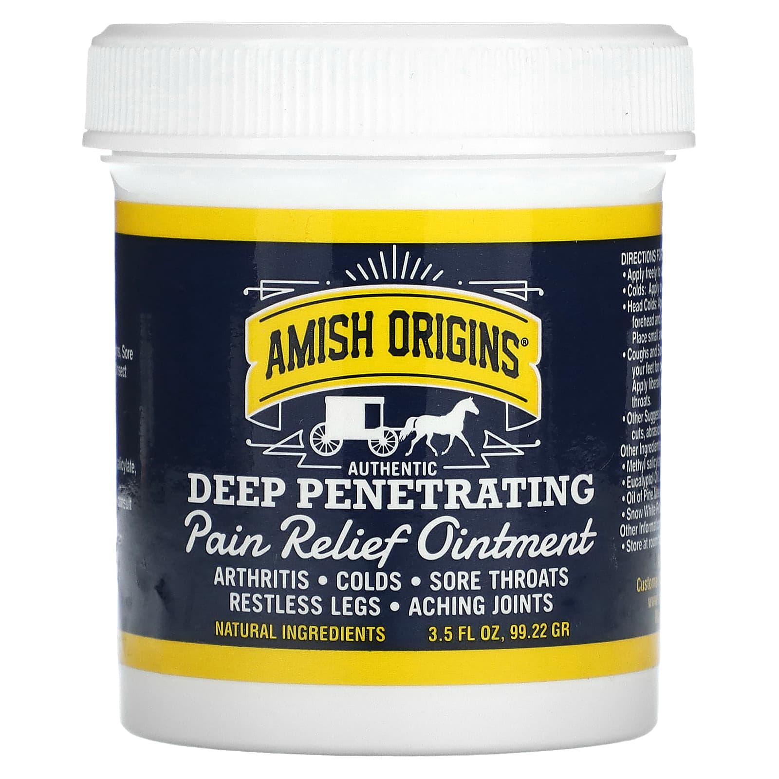 Amish Origins, Authentic Deep Penetrating, Pain Relief Ointment, 3.5 fl oz (99.22 g)