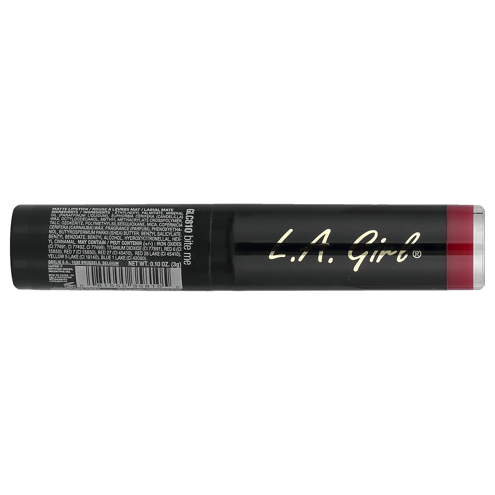 L.A. Girl, Matte Flat Velvet Lipstick, GLC810 Bite Me, 0.10 oz (3 g)