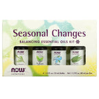 NOW Foods, Solutions, Seasonal Changes, Balancing Essential Oils Kit, 4 Bottles, 1/3 fl oz (10 ml) Each