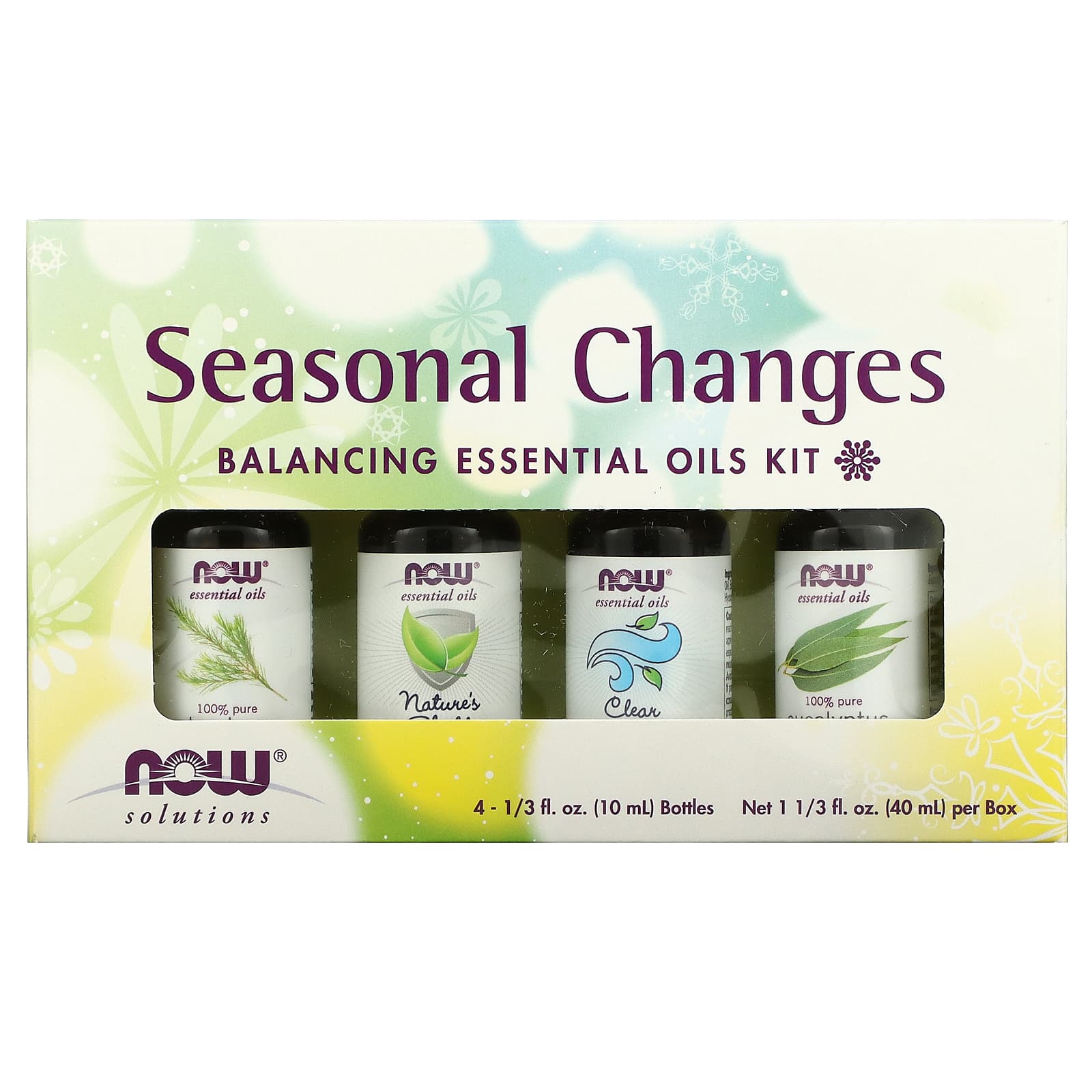 NOW Foods, Solutions, Seasonal Changes, Balancing Essential Oils Kit, 4 Bottles, 1/3 fl oz (10 ml) Each